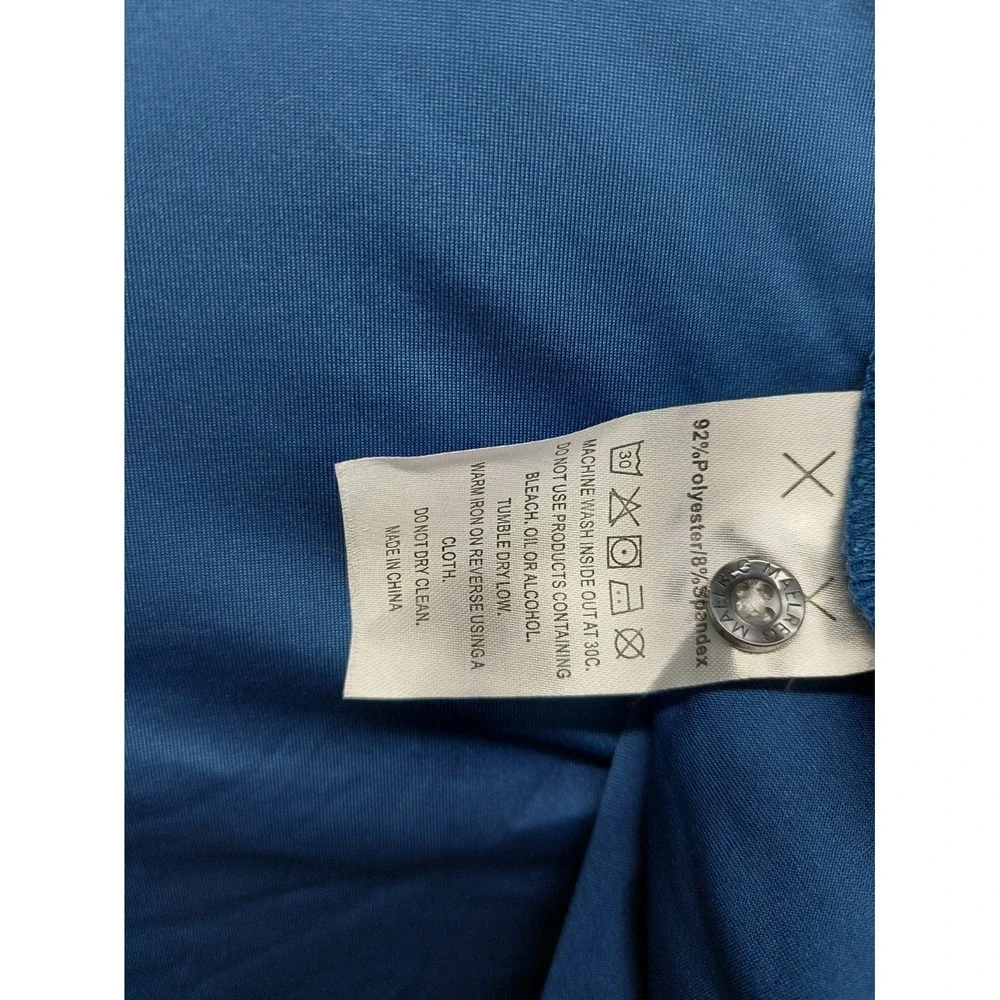 Maelreg Men Polo Shirt 2XL Blue‎ Long Sleeve Button Front Collared 4 Way Stretch